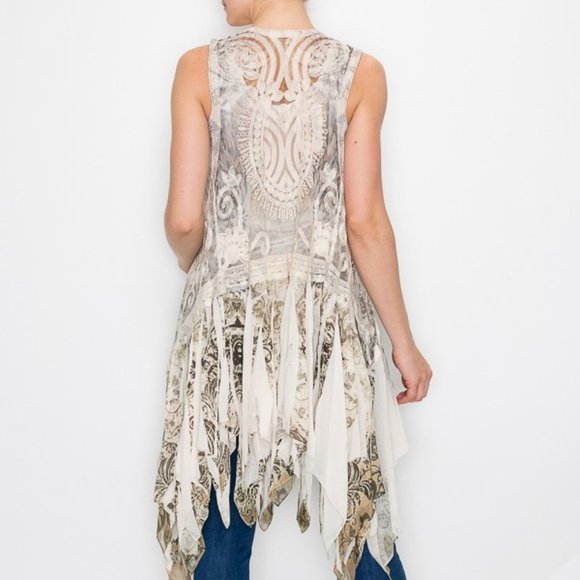 NEW ORIGAMI CHIFFON BOHEMIAN VEST western shabby chic SM-4X kimono duster wrap - Picture 5 of 6